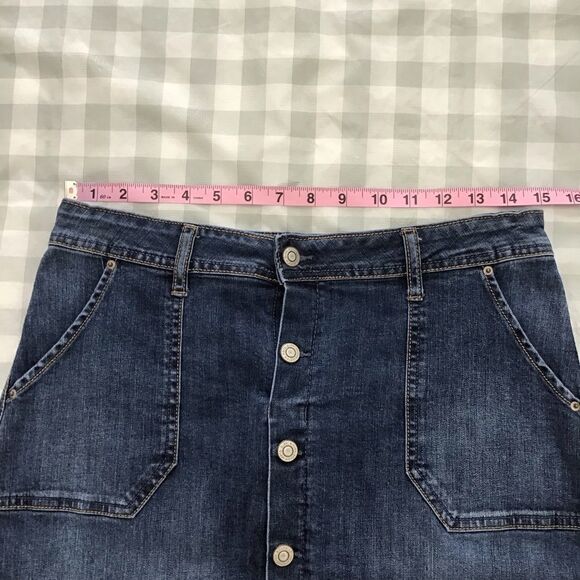 Kensie jeans mini dress button up denim skirt size medium front pocket dark blue - Picture 5 of 9